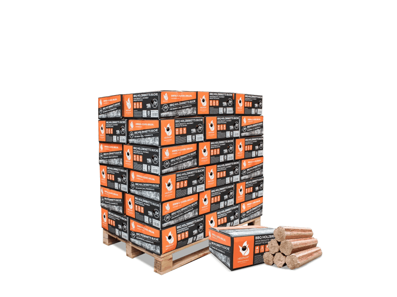 Heizfuxx BBQ-Buchenholzbriketts 18kg x 18 Gebinde 324kg Palette